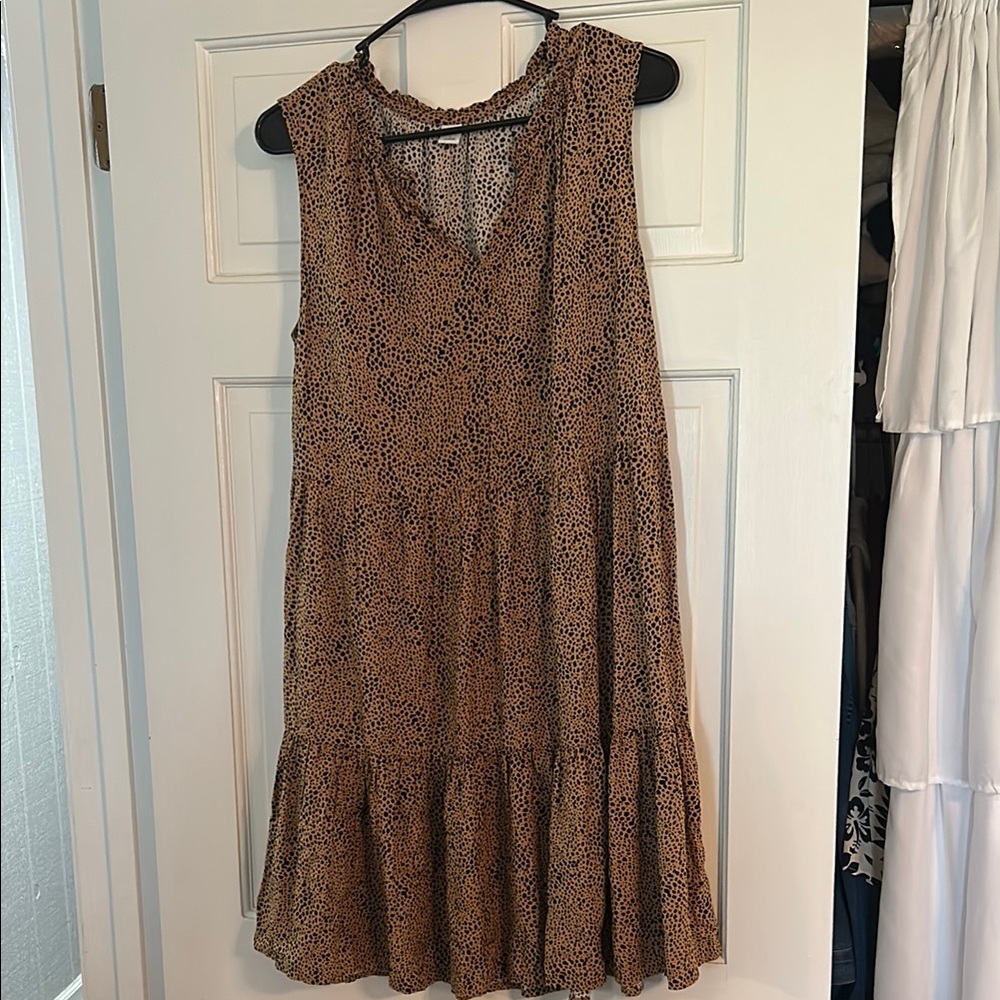 Old Navy Brown Tan Ruffled Tiered Dress
